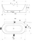 Kád,Ravak Vana Freedom Corner II Tec 175x86 jobb,fehér, fekete túlfolyóval CC81B00000