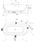 Kád,Ravak Vana Freedom Corner II Tec 175x86 jobb,fekete/fehér, fekete túlfolyóval CC81700000