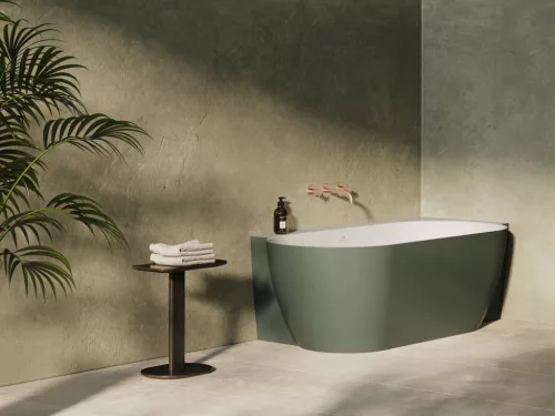 Kád,Ravak Vana Freedom Corner II Tec 175x86 jobb,Grey Green/fehér, fehér túlfolyóval CC81200000