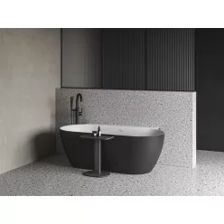   Kád,Ravak Vana Freedom Wall II Tec 170x87,fekete/fehér, fekete/fehér/króm lefolyó CC71700000