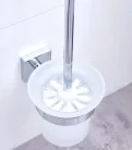 WC kefe tartó, Tesa Ekkro wc-kefe szett, ragasztós rögzítésű, króm