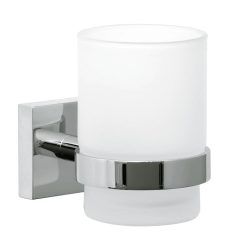   Pohártartó, Tesa Ekkro fogkefetartó pohár, ragasztós rögzítésű, króm