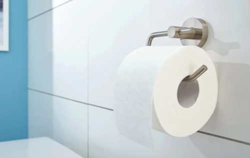 WC papír tartó, Tesa Moon wc papír tartó ragasztós rögzítésű, rozsdamentes acél hatású