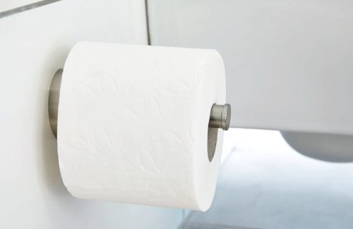 WC papír tartó, Tesa Moon tartalék wc papír tartó ragasztós rögzítésű, rozsdamentes acél hatású