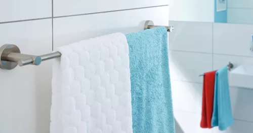 Törölközőtartó, Tesa Moon törölközőtartó rúd ragasztós rögzítésű, rozsdamentes acél hatású