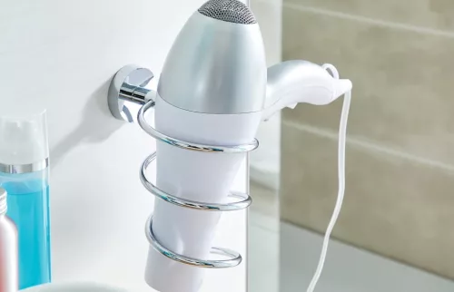 Hajszárító tartó, Tesa Smooz hajszárító tartó ragasztós rögzítésű, króm