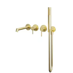   Falba süllyesztett csaptelep, Tboss Rio kádtöltő csaptelep kézizuhannyal szálcsiszolt arany