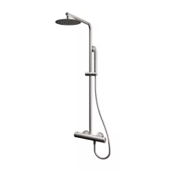   Zuhanyszett, Tboss Rio termosztátos zuhanyoszlop kézi zuhannyal, esőztetővel szálcsiszolt nikkel
