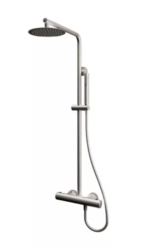 Zuhanyszett, Tboss Rio termosztátos zuhanyoszlop kézi zuhannyal, esőztetővel szálcsiszolt nikkel