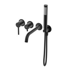   Falba süllyesztett csaptelep, Tboss Fly kádtöltő csaptelep, kézizuhannyal, matt fekete