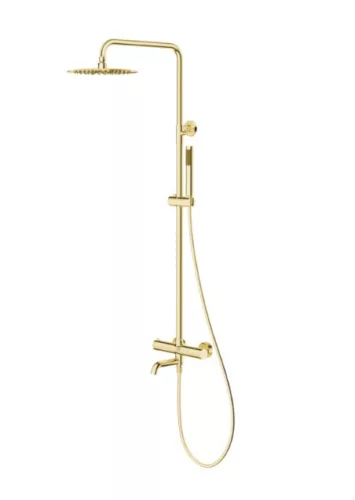 Zuhanyszett, Tboss Fly termosztátos zuhanyoszlop, 3 funkciós, kádtöltő csaptelep, arany
