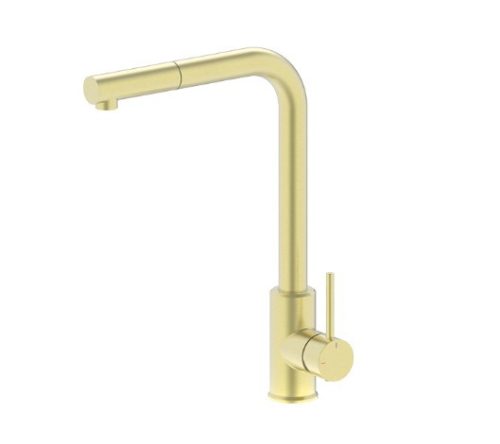 Mosogató csaptelep, Tboss Tauro mosogató csaptelep kihúzható zuhanyzóval, szálcsiszolt arany