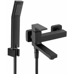   Kádtöltő csaptelep, Ferro Zicco Black kifolyócsőbe épített zuhanyváltóval, fekete BZI11RBL