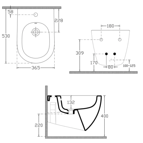 Bidé, Sapho Isvea Infinity fali bidé 36,5x53 cm, csontfehér 10NF41001-2K