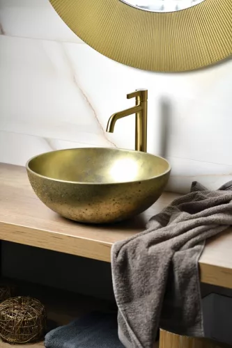 Mosdó csaptelep, Sapho Iconic magasított mosdó csaptelep, matt arany AF006GB