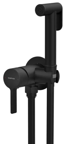 Falba süllyesztett csaptelep, Sapho Iconic csaptelep bidé zuhannyal, matt fekete AF040B