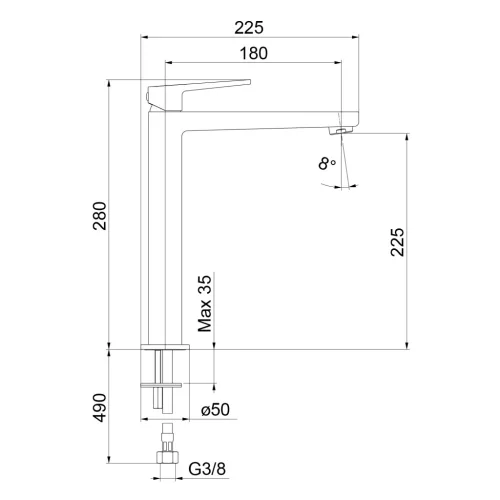 Mosdó csaptelep, Sapho Tursi magasított mosdó csaptelep, króm TI007