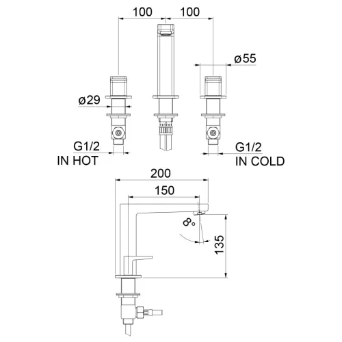 Mosdó csaptelep, Sapho Tursi mosdó csaptelep, króm TI017