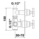 Falba süllyesztett csaptelep, Sapho Trax falba süllyesztett, 3 irányú, króm TMAQ053