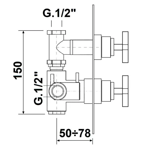 Falba süllyesztett csaptelep, Sapho Trax falba süllyesztett, 3 irányú, króm TMAQ053