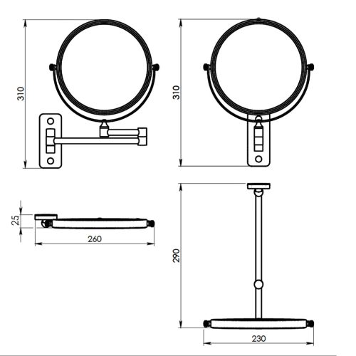 Kozmetikai tükör, Sapho Gaia kozmetikai tükör átmérő: 18 cm, króm CO202413