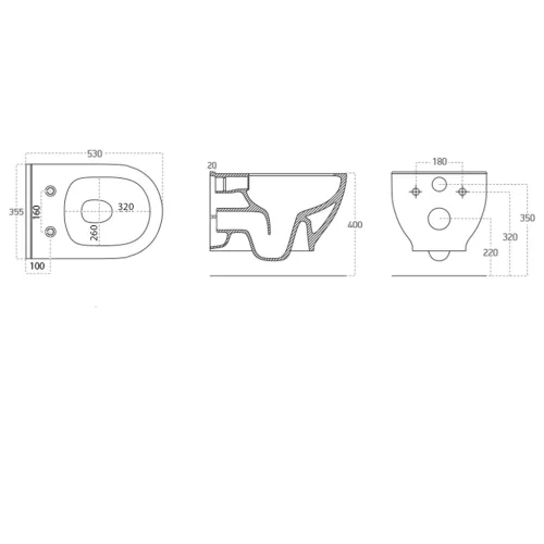 WC, Sapho Brilla Rimless fali wc 35,5x53cm, matt zöld 100614-128