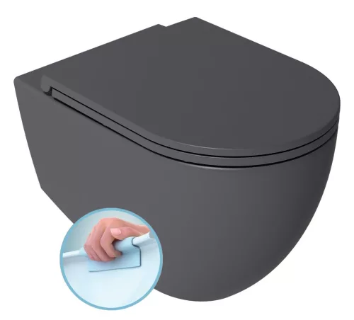 WC, Sapho Isvea Infinity Rimless fali wc 36,5x53 cm, antracit 10NF02004-2C