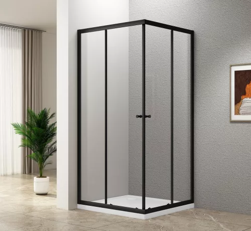 Zuhanykabin, Aqualine Agga Black zuhanykabin 80x80 matt fekete/transzparent BLF808