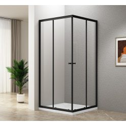   Zuhanykabin, Aqualine Agga Black zuhanykabin 90x90 matt fekete/transzparent BLF909
