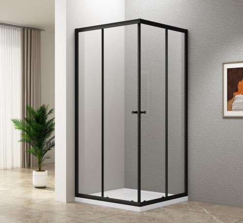 Zuhanykabin, Aqualine Agga Black zuhanykabin 90x90 matt fekete/transzparent BLF909