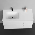 Alsó szekrény, Sanotechnik Cube 100 függesztett bútorszett, üvegmosdóval, fehér 08334
