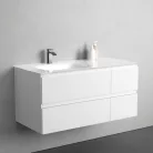 Alsó szekrény, Sanotechnik Cube 100 függesztett bútorszett, üvegmosdóval, fehér 08334