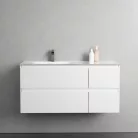 Alsó szekrény, Sanotechnik Cube 100 függesztett bútorszett, üvegmosdóval, fehér 08334