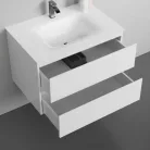 Alsó szekrény, Sanotechnik Cube 70 függesztett bútorszett, üvegmosdóval, fehér 08333