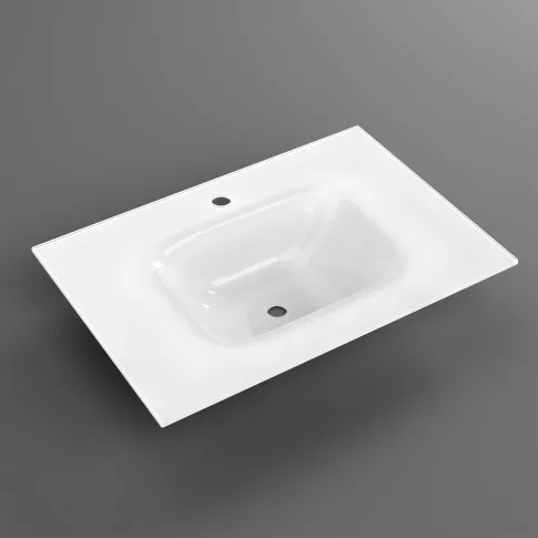 Alsó szekrény, Sanotechnik Cube 70 függesztett bútorszett, üvegmosdóval, fehér 08333