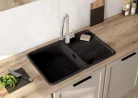 Mosogatótálca, Deante Momi 1 medencés csepegtetővel, gránit mosogató, fekete ZKM_N113