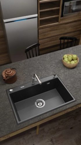 Mosogatótálca, Deante Eridan 1 medencés, gránit mosogató, grafit metál ZQE_G103