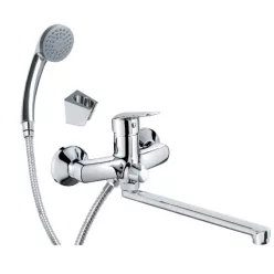   Mosdó csaptelep, Deante Boro fali mosdó csaptelep zuhanyszettel, króm BMO_057M