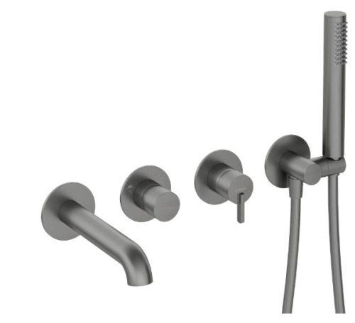 Falba süllyesztett csaptelep, Deante Silia kádtöltő csaptelep, 4 lyukas, titanium BQS_D18P