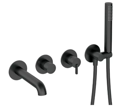 Falba süllyesztett csaptelep, Deante Silia kádtöltő csaptelep, 4 lyukas, fekete BQS_N18P