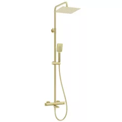   Zuhanyszett, Deante Therm termosztatikus kádtöltő csapteleppel, szálcsiszolt arany NAC_R1HT