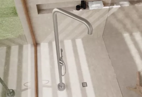 Zuhanyszett, Deante Silia szabadonálló zuhanyoszlop, szálcsiszolt acél NQS_F4GM