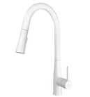 Mosogató csaptelep, Deante Lukrecja kihúzható kifolyóval, 2 áramlási típus, fehér BDH_A72M