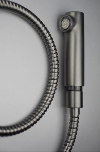 Mosogató csaptelep, Deante Silia kihúzható kifolyóval, titanium BQS_D73M