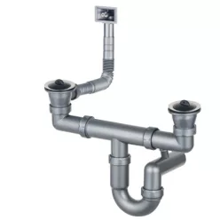   Mosogató szifon, Deante szifon acél mosogatókhoz, 2 medencés, leeresztő 2" ZXY_9922