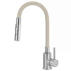   Mosogató csaptelep, Deante Luno rugalmas kifolyó,2 áramlási típus,bézs,szálcsiszolt acél BOC_5740