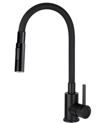 Mosogató csaptelep, Deante Luno rugalmas kifolyó,2 áramlási típus, fekete BOC_N74M