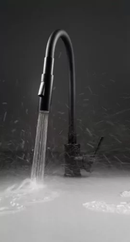 Mosogató csaptelep, Deante Luno rugalmas kifolyó,2 áramlási típus, fekete BOC_N74M