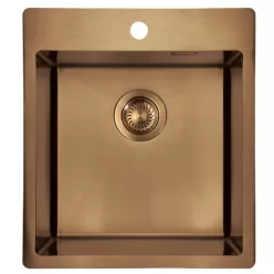   Mosogatótálca, Deante Olfato Precious 1 medencés, acél mosogató, szálcsiszolt bronz ZPO_C10A