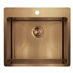   Mosogatótálca, Deante Olfato Precious 1 medencés, acél mosogató, szálcsiszolt bronz ZPO_C10B